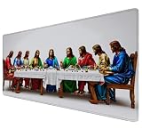 Tappetino Mouse xxl 500x250x3mm, Tappetino Mouse Gaming Bianco L'Ultima Cena, Impermeabile Surface Improves Speed,Base in Gomma Antiscivolo, per Computer e Laptop Mouse Pad, per Regali Uomo Donna Z-49