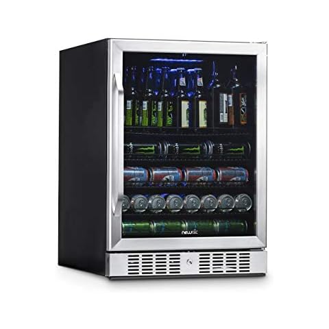 NewAir Beverage Refrigerator Cooler with 177 Can Capacity - Stainless Steel Mini Bar Beer Fridge with Reversible Hinge Glass Door - Cools to 37F Cover