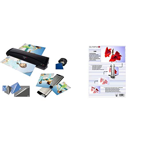 Download: Rezeptkarten für den Thermomix® 3 Olympia 4 in 1 Set A 230 Laminierset für A4, schwarz & Olympia 9167, Laminierfolien, DIN A5, 80 mic, 100 Stück, glänzend/transparent, geeignet für alle Heißlaminiergeräte
