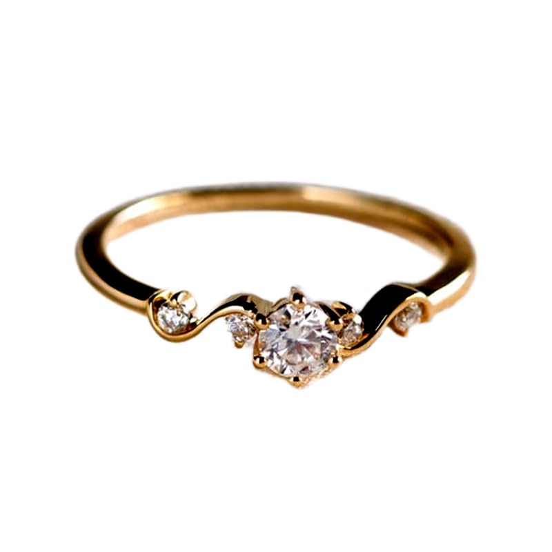 Bague imposante en argent 925 anneau plaqué or avec pavé diamants CZ transparents LK_DHR_0694