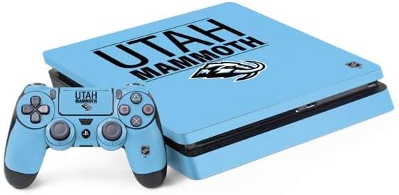 Skinit Decal Gaming Skin Compatible with PS4 Slim Bundle - Officially Licensed NHL Utah Mammoth Distressed Blue Design