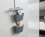 TATAY Shower Caddy Multifunctional | Resists Humidity | Easy No-Drill Installation | Polypropylene | Stackable Hanging Shower Basket | Easy Drainage and Cleaning | 25 x 9 x 28 cm - Grey - Image 5