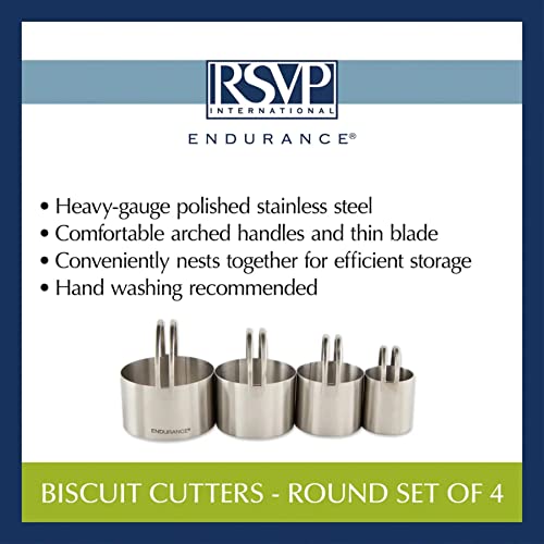 Rsvp Endurance 4 Piece Stainless Steel Biscuit Cutter Set Pack Of Two #TOP3