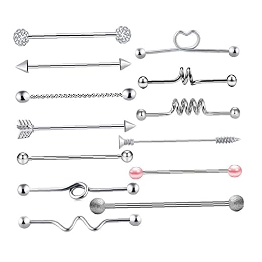 Piercing smycken mode Simply Industrial Barbell Design Stud Ear Cartilage Piercing Earring skivstång örhängen Kvinnor Män 13pcs, örhängen för mamma