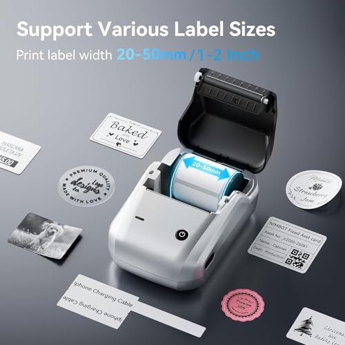 Image of NIIMBOT B1 Label Maker,2 Inch Bluetooth Thermal Label Printer, Silver | Labeling for Home Office School Small Business, Crafts, Retail,Support Smartphones & PC, Come With 1 Roll 50*30mm Tape