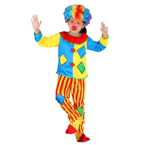 Générique Déguisement de Clown pour Enfants Garçons et Filles, Costume Enfant Clown, Haut à Manches Longues Et Pantalon, Arlequin, Cirque, Oiseau de Plaisir,...