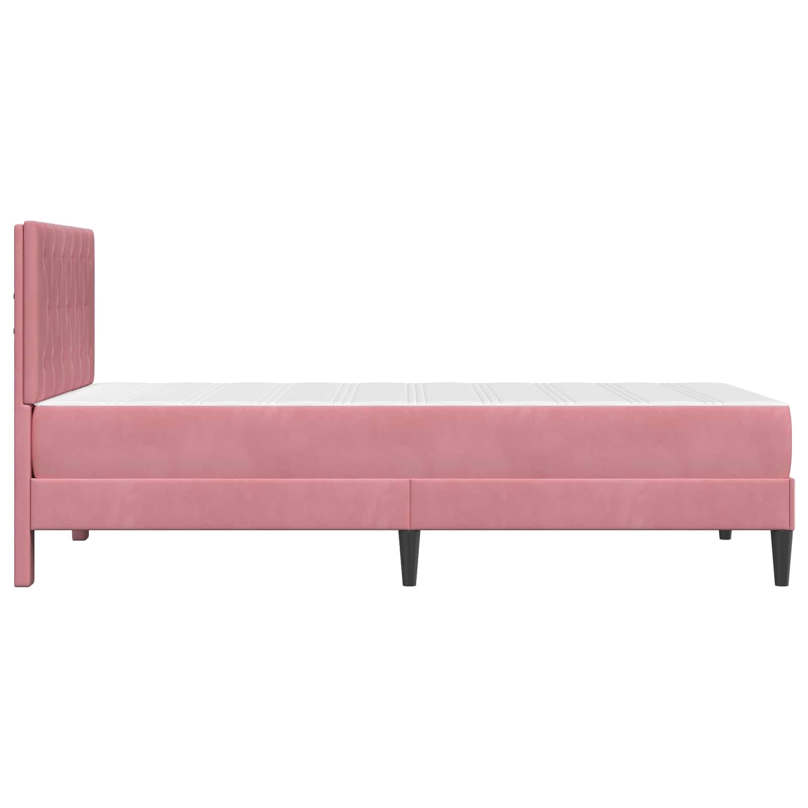 Estructura de cama con colchón de 100 x 200 cm de terciopelo rosa con cabecero, somier de láminas y espacio de almacenamiento, colchón de espuma fría transpirable, funda hipoalergénica, para