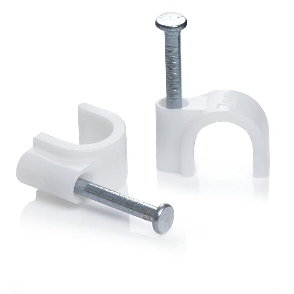 12mm Diameter Wire Fastener Circle Cable Clips with Metal Nail, White, 50 Piece-image-30