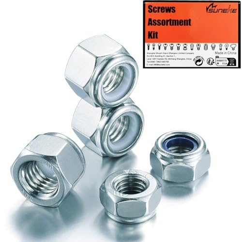 Suneke 5/8"-11 Nylon Insert Lock Nuts (Grade 8 Zinc Plated Carbon Steel, 10-Pack)