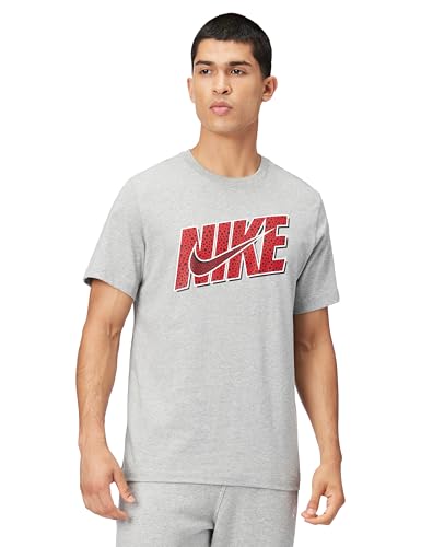 Image of Nike Mens Sportswear Club T-Shirt (Nike Swoosh Block), Dark Grey Heather, Medium