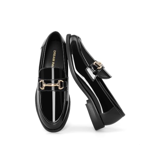 DREAM PAIRS Loafers for Women Penny Loafer Comfortable Slip On Dressy Casual Business Work Office Shoes 7.5 Black-patent