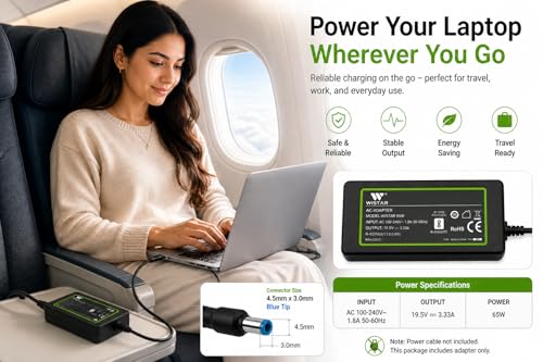 Image of WISTAR 65W Laptop Charger for Hp ProBook Adapter 250 255 256 240 246 210 G7 G6 G5 G4 G3 G2 G1 Charger HP elitebook Folio 1040 G1 G2 G3