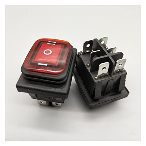 Interrupteur à bascule KCD4 DPDT 6 broches 20A 220V rouge étanche
