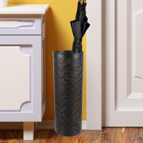 Porte-parapluie rangement ombrelles base solide grand format noir - 5