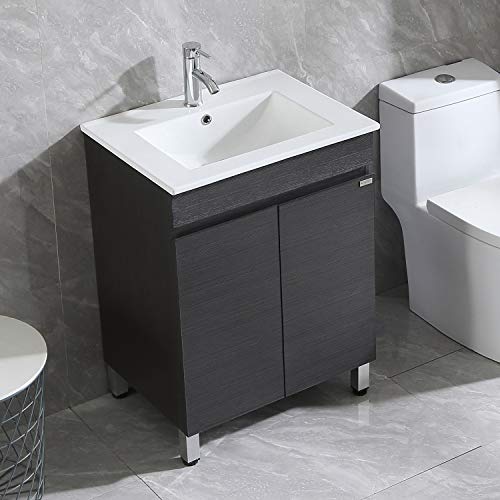 Walsport Black Bathroom Vanity Sink Combo 24 Inch Modern Cabinet Vessel Sink Faucet Combo Set #TOP3