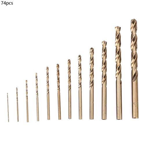 74pz M35 Punta Trapano al Cobalto HSS Punta Trapano a Spirale Set di Utensili per la Combinazione di Perforazione di Macinazione di Alta Precisione 1.0-8.0mm Ideale per Lamiera d'acciaio