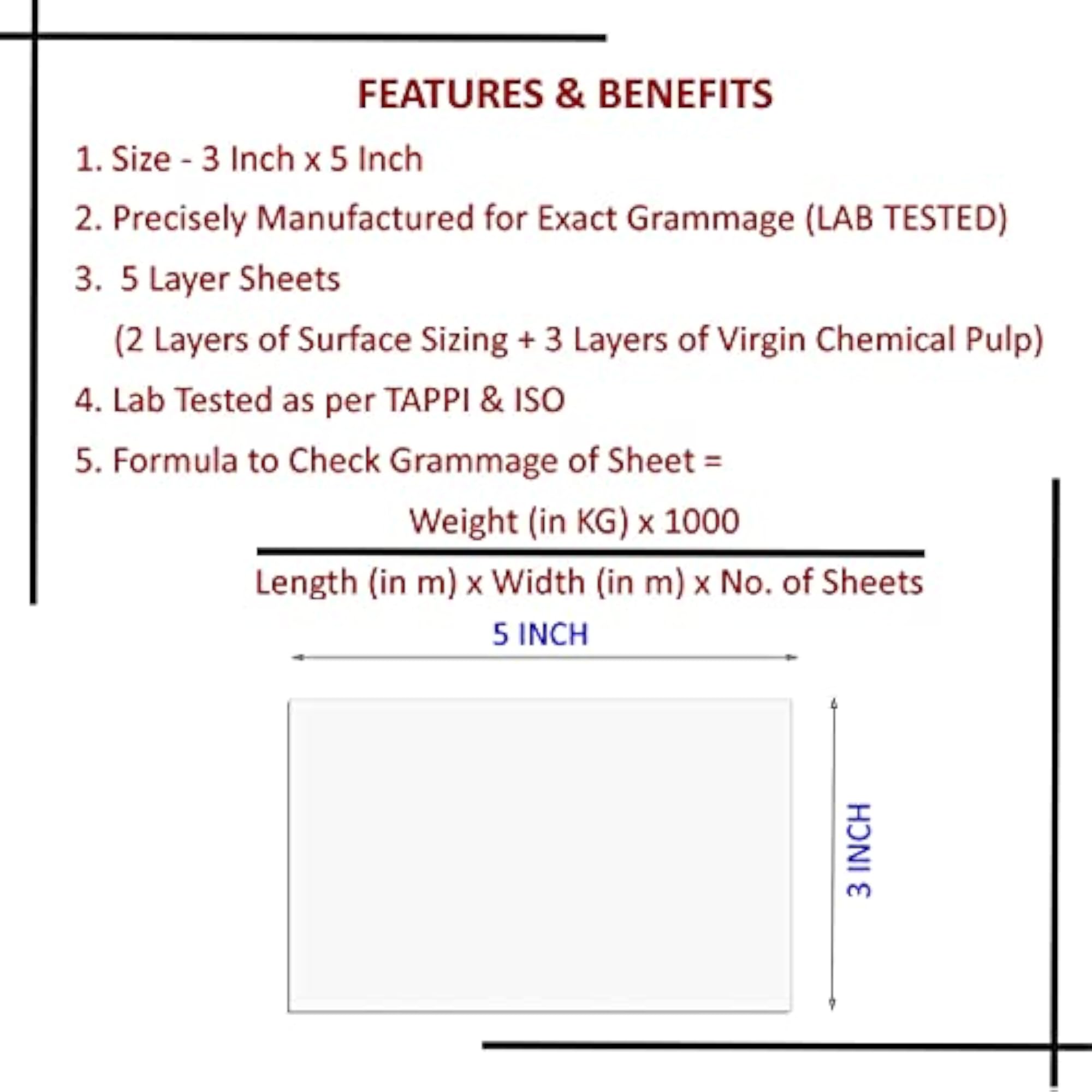 Medium Size Unruled Index Flash Cards, 3x5 Inch, 200 Gsm Ivory Cardstock
