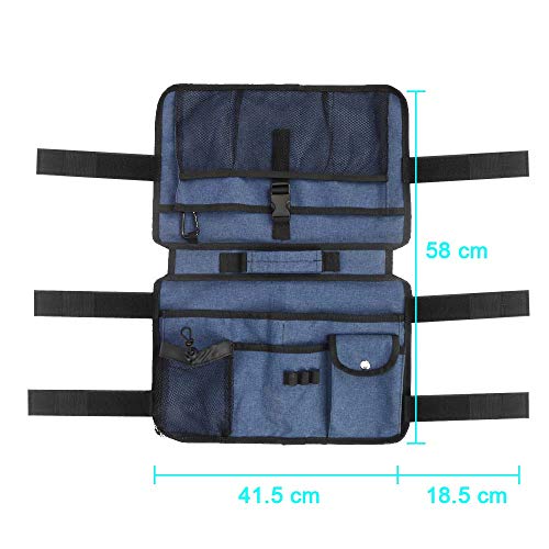 Walker Bag-Double Sided Walker Pouch With 9 Pockets For Large Capacity Water Resistant Tote Folding Walker Basket Caddy Universal Fit Walker, Rollator (Blue) #TOP4