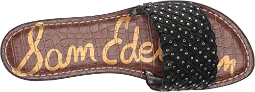 Image of Sam Edelman Geraldine Black Cushioned Footbed Slip On Woven Flats Sandals (Black, 13)