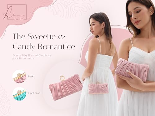 Image of Fashion Women's Evening Bags, Gold Silk Luxury Handbags with Chain Stylish Purses for Wedding Party