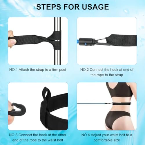 Schwimmgurt für Pool,3 Meter Schwimmtrainer Gürtel,Schwimmwiderstand Gürtel,Schwimmhilfe Gurtel,Schwimmgurt Schwimmtrainer,Schwimmgürtel für Pool Erwachsene,für Widerstandstraining,Schwimm,Blau