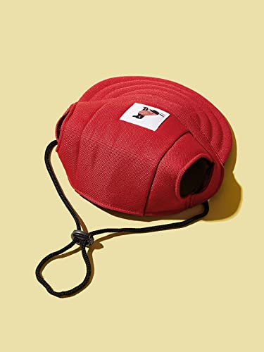 Qwinee Dog Baseball Cap Puppy Visor Cap Sun Protection Hats With Ear Holes And Adjustable Neck Strap For Small Medium Dogs Cats Kitten Red M #TOP1
