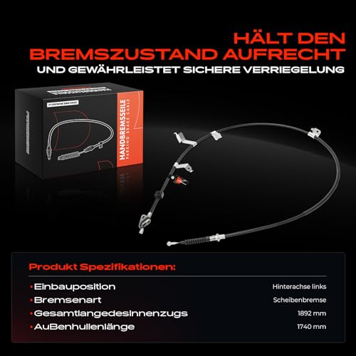 Frankberg Feststellbremse Seilzug Hinten Links Kompatibel mit A.u.r.i.s E15 2007-2012 A.u.r.i.s E18 2012-2018 A.u.r.i.s Kombi E18 2013-2018 Replace# 4643002121