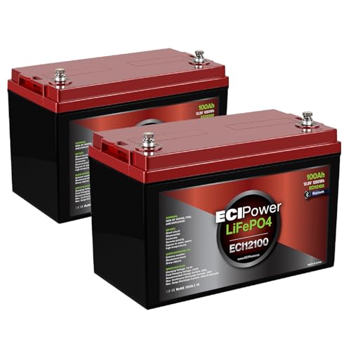 2 Pack ECI Power 12V 100Ah Lithium LiFePO4 Deep Cycle
