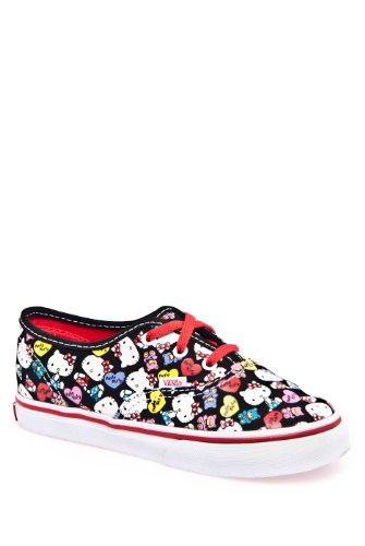 Image of Vans Women's Fashion Sports Canvas Trainer, Hello Kitty Black Red, 8.5 UK Child