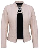 UrbanFocal Real Beige Leather Jacket Women - Leather Biker Jacket Women | [101007603] Beige Amy, M