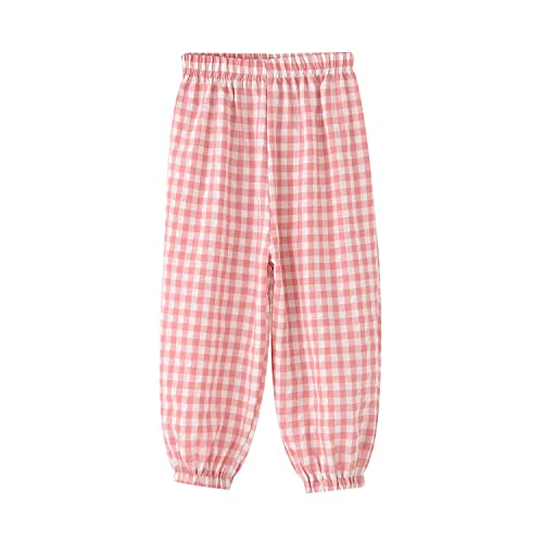 BINIDUCKLING Toddler Pull Up Loose Gingham Girls Pants 3T Pink
