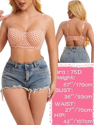 Image of Women's Push up Strapless Bra for Large Breasts with Clear Straps, Never Move On Party Cup B /C /D /DD /DDD /G
