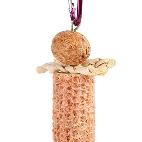 Mbeysaq Brinquedo de mastigar espiga de milho papagaio com osso de choco e bola de vime - Brinquedo