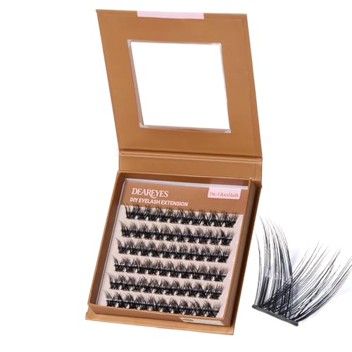 DearEyes Glue on Eyelashes Clusters Kit 60 Pcs Volume Individual Cluster Lashes DIY Soft Wispy False Eyelashes for Beginners (DP09-0.07mm-C-12mm)