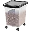 Iris usa weatherpro airtight dog food storage container up to 25 lbs removable wheels for dog cat bird and other pet food storage bin keep fresh translucent body clearblack  urban country home decor