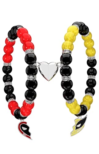 Povictvk Best Friendship Bracelets Touch Matching Couples Bracelets for Long Distance Christmas Valentines Day Birthday Gifts for Sister Bestie Boyfriend, 7.5in, black