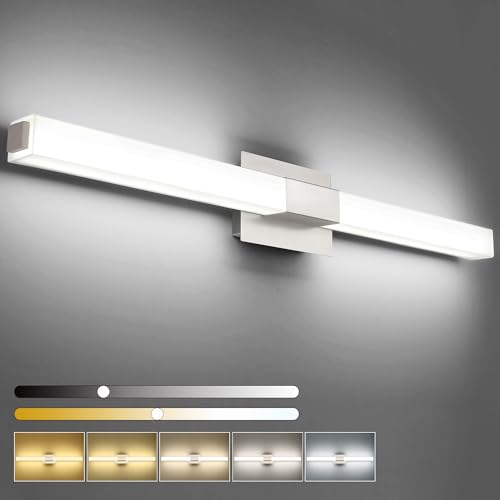 ZUZITO Bathroom Vanity Light Brushed Nickel, Modern LED Bathroom Lighting Fixtures Over Mirror, 5CCT Dimmable 40 Inch Vanity Lighting Fixtures for Bath