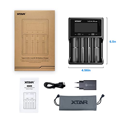 18650 akku ladegerät 4 Slot XTAR VC4 Plus Schnellladegerät für 3.6V 3.7V Li-ion 18650 18700 26650 32650 1.2V NI-MH NI-CD AAA Batterien Ladegerät Dieses Ladegerät Maximal 3A