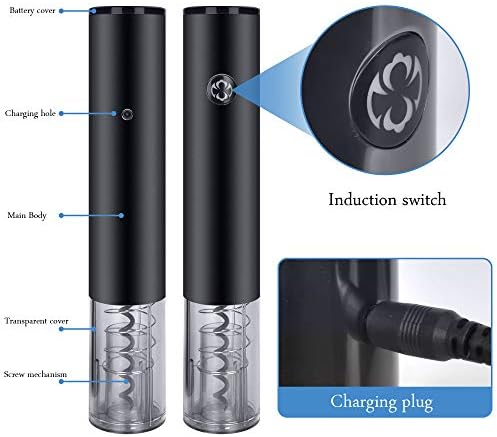Touch Automatic Wine Opener Electric Wine Opener & Champagne Cork Automatic Electric Wine Bottle Corkscrew Opener with Foil Cutter USB Charging Cable Best Wine Gifts