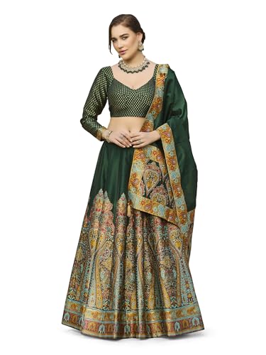 Image of PURVAJA Women's Jacquard Semi-Stitched Lehenga choli