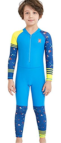 JELEUON Little Kids Boys Girls One Piece Sun Protection Long Sleeve UPF 50 Wetsuit Swimsuits for Surfing Diving Sailing S