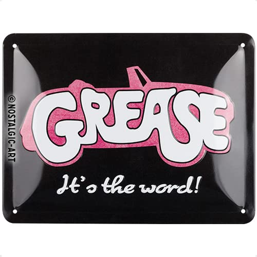 Nostalgic-Art Cartel metálico retro, 15 x 20 cm, Grease – It's the word! – Idea de regalo para amantes del cine, Official License Product (OLP), de metal, diseño vintage