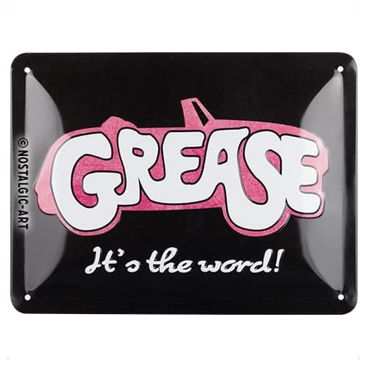 Nostalgic-Art Cartel metálico retro, 15 x 20 cm, Grease – It's the word! – Idea de regalo para amantes del cine, Official License Product (OLP), de metal, diseño vintage