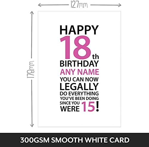 Funny 18th Birthday Card for Girl, Daughter, Sister, friend, BFF, Sister in Law, Granddaughter or Niece. On her eighteenth Birthday when shes 18 years old today. Personalised 18th Birthday Cards