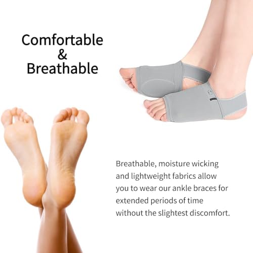 Image of Flat Foot Arch Support for Men & Women | Medial Arch Support for Flat Feet Correction Sleeve with Cushion | Plantar Fasciitis Leg Foot Support Pain Relief Product | Free Size - 1 Pair, Grey