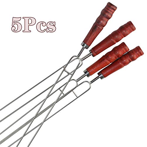 Framy 5PCS Stainless Steel U-Shaped Barbecue Needle Barbecue Grilling Skewers Metal Skewer Double Prongs BBQ Tools