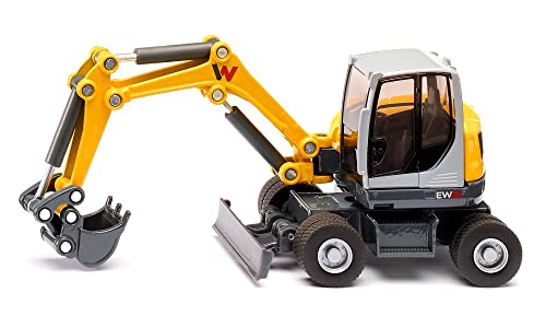 siku 3560 Wacker Neuson EW65 Mobilbagger 1:50 Metall/Kunststoff Gelb Viele Funktionen Beweglicher Baggerarm Bewegliches Schieberschild