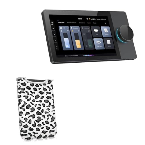 BoxWave Case Compatible with Tuya Smart Central Control with Knob (8 in) - Snow Leopard Plush SlipSuit, Animal Leopard Print Padded Soft Sleeve