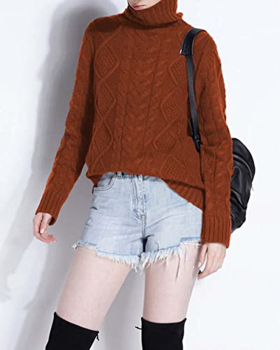 Image of Wool Sweaters Women's Turtleneck Pullover Female Loose Long Sleeve Tops Winter Thick Knitted Jumper