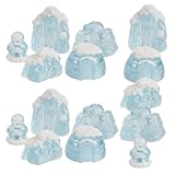 BESTonZON 15 Stück Teiliges Mini Resin Pinguin Figuren Set mit Eisberg Schneeberg und Eisdeko Realistische Winter Miniatur Tiere aus Robustem Harz als Kuchenfigur Fischbecken-deko und